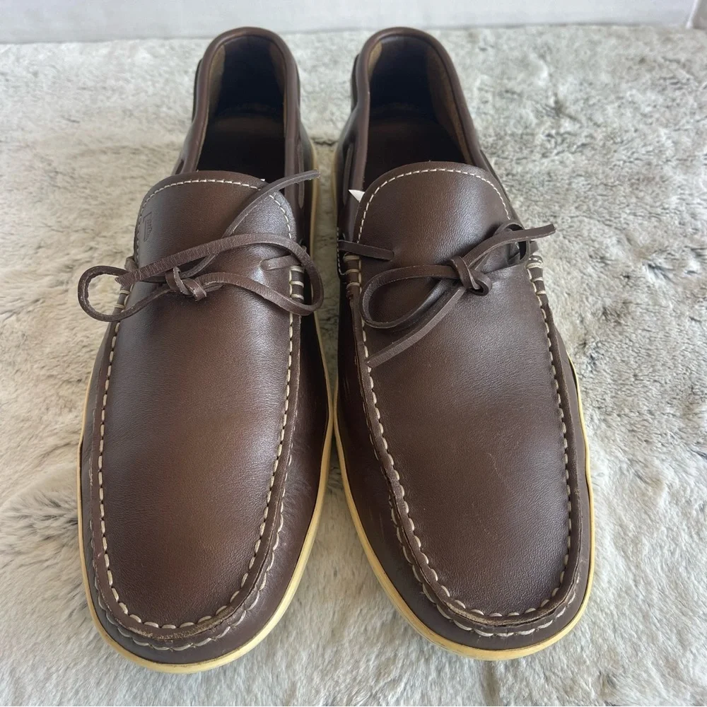 Tod's Dark Brown Leather Boat Shoes Men size 8.5